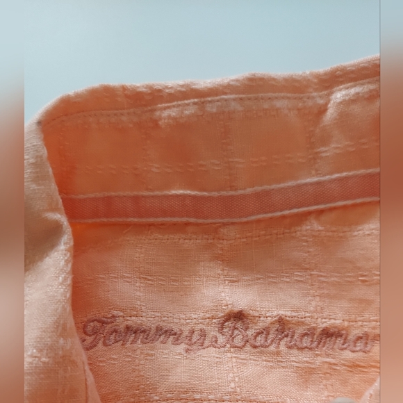 Tommy Bahama Men's Size Large Long Sleeve Linen Button Up Shirt Coral Orange - Picture 5 of 8
